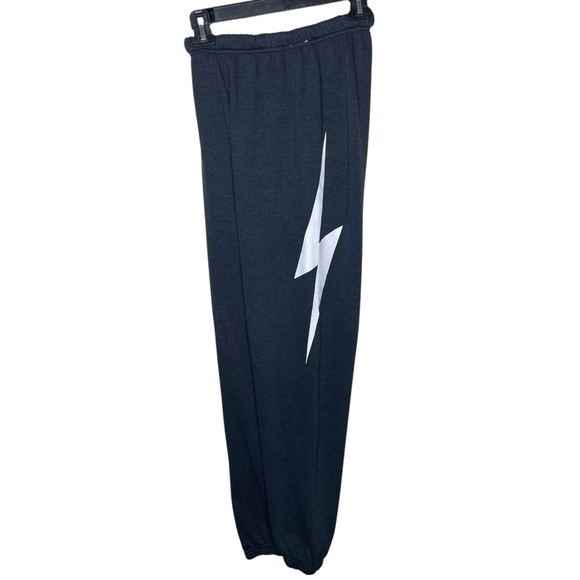 Aviator Nation White Lightning BOLT Sweatpants Navy Blue Small - Picture 6 of 14